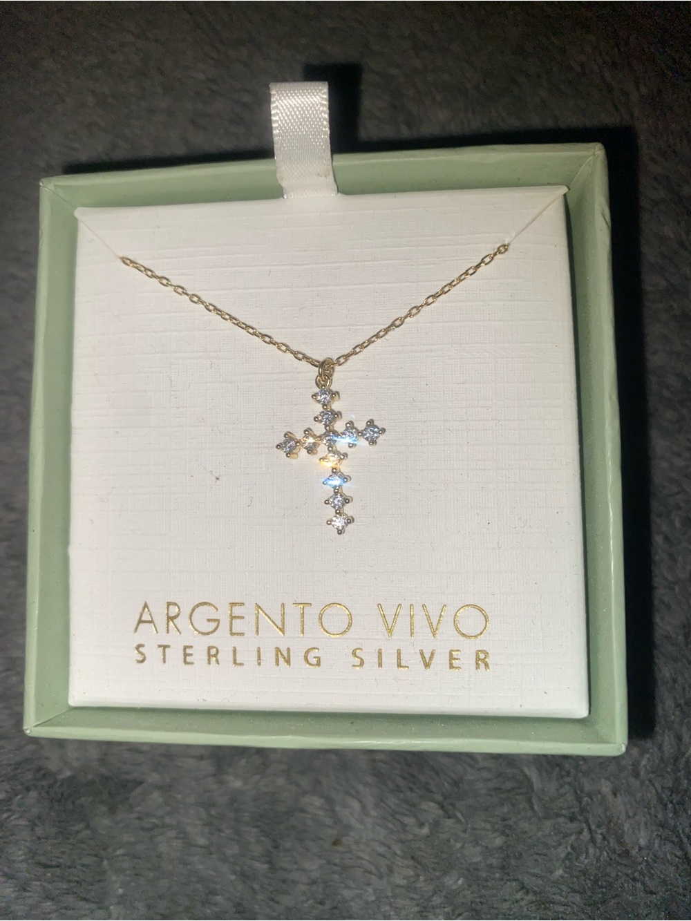Argento Vivo Gold-Tone Cross Necklace with White CZ Accents